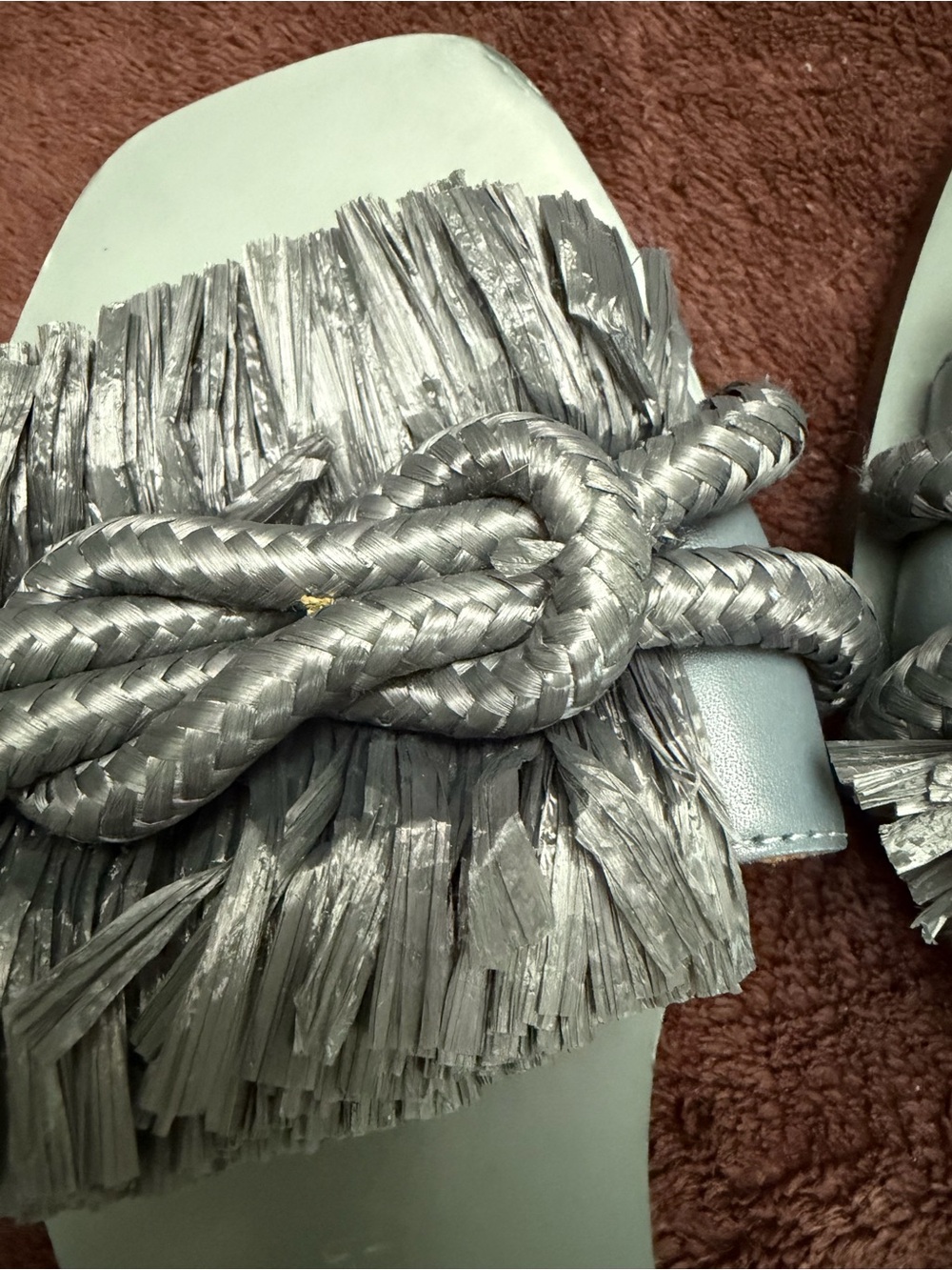 Tory Burch Light Gray Tassel Rope Slide Sandals - Picture 4 of 6